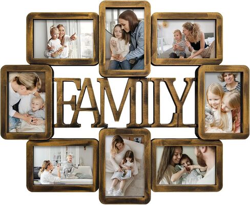 Jerry & Maggie Family Photo Frame 22x17, PVC Picture Frames Collage Wall Decor 9 Opening Wall Hanging For 6x4 Photos 8 Pack, No-Assembly 3D Design Waterproof Memorial Keepsake, Black in Saudi Arabia