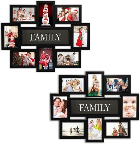Jerry & Maggie Family Photo Frame 22x17, PVC Picture Frames Collage Wall Decor 9 Opening Wall Hanging For 6x4 Photos 8 Pack, No-Assembly 3D Design Waterproof Memorial Keepsake, Black in Saudi Arabia