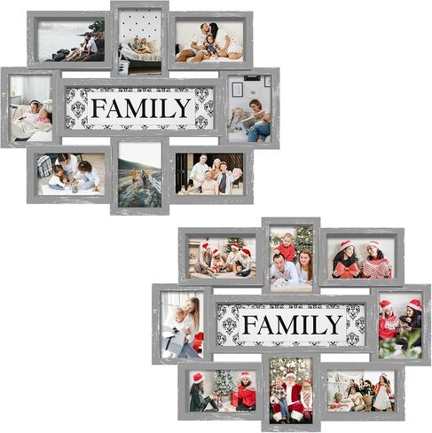Jerry & Maggie Family Photo Frame 22x17, PVC Picture Frames Collage Wall Decor 9 Opening Wall Hanging For 6x4 Photos 8 Pack, No-Assembly 3D Design Waterproof Memorial Keepsake, Black in Saudi Arabia