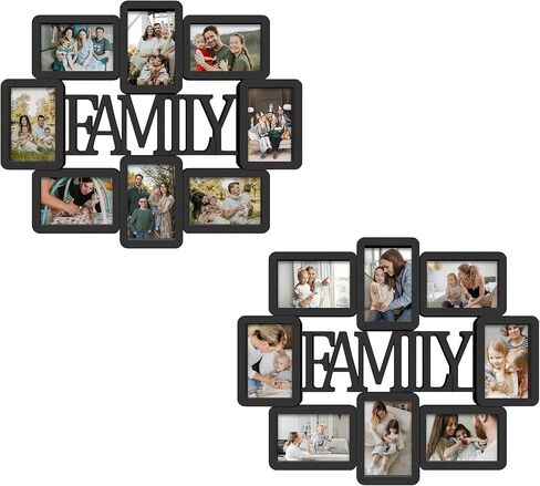 Jerry & Maggie Family Photo Frame 22x17, PVC Picture Frames Collage Wall Decor 9 Opening Wall Hanging For 6x4 Photos 8 Pack, No-Assembly 3D Design Waterproof Memorial Keepsake, Black in Saudi Arabia