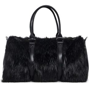 Dolls Kill Shagadelic Weekender by Sugar Thrillz - Faux Fur Bag With Adjustable Straps, Perfect for Travel - Black in Saudi Arabia