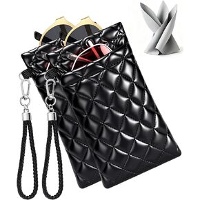 حافظة نظارة YOSE مزدوجة مكونة من طبقتين من النظارات الناعمة مع حزام حمل وقماش تنظيف للنساء والرجال، جزء علوي قابل للحمل in Kuwait