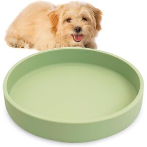 مجموعة وعاء طعام القطط من السيليكون مكونة من 2 طبق طعام للقطط الضحلة بعرض 7 بوصات لتخفيف تعب الحيوانات الأليفة من أجل القطط والجرو والكلب (وردي مستدير) in Kuwait