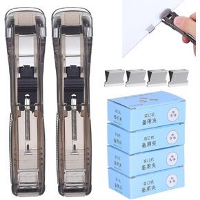 دباسة مكتبية قابلة لإعادة الاستخدام من TEHAUX مع موزع مشبك، مثبت دباسة مكتب محمول لتجليد المستندات، يتضمن و200 قطعة من مشابك إعادة التعبئة للاستخدام المنزلي والمدرسي in Kuwait