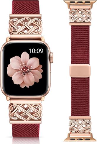 Minyee Magnetic Stretchy Band Compatible with Apple Watch Bands 38/40/41/42/44/45/46/49mm Women Men, Celtic Knot Soft Elastic Nylon Fabric Strap for iWatch Series 11 10 9 8 7 6 5 4 SE/Ultra 3 2 1 in Saudi Arabia