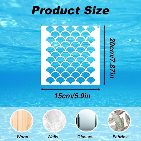 11Pcs Mermaid Face Paint Stencils, Reusable Mermaid Makeup Fish Scale Stencil, with Metal Ring Stencils for Painting Fish Scale Templates, for Women Girls Body Art Face Painting Wall Accessories in Saudi Arabia