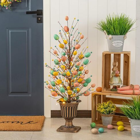 Glitzhome 36" H Lighted Valentine's Red Berry Heart Porch Tree with Timer Valentines Day Gifts Artificial Tree Porch Decoration for Valentines Day Party Festival Home Decor in Saudi Arabia