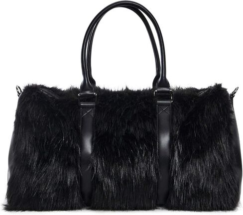 Dolls Kill Shagadelic Weekender by Sugar Thrillz - Faux Fur Bag With Adjustable Straps, Perfect for Travel - Black in Saudi Arabia