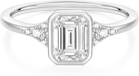 EAMTI 2CT 925 خواتم خطوبة من الفضة الاسترليني قطع الزمرد عصابات الزفاف للنساء 14K مطلية بالذهب مكعب زركونيا الحافة خواتم الوعد لحجمها 4-10 in Kuwait