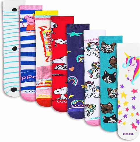 Odd Sox – Big Kids 8-Pack Novelty Themed Crew Socks Bundle-Shoe Sizes 3–5 –Soft, Comfortable, Great Durable Gift for Kids in Saudi Arabia