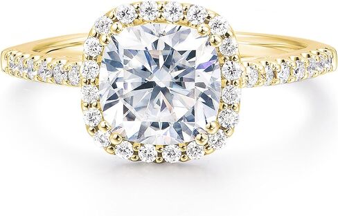 14K White Gold 2.5 Carat Cushion Cut Moissanite Engagement Ring 14K Gold Moissanite Rings 2.5CT Cushion Halo Moissanite Rings for Women in Saudi Arabia