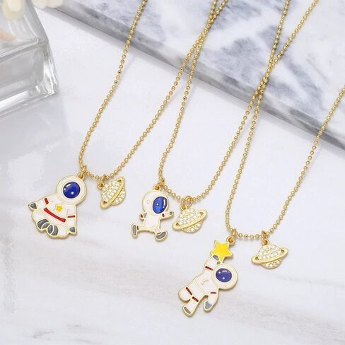 JILIYUPA Astronaut Planet Star Balloon Friendship Necklace Hiphop Couple BFF Best Friends Matching Stainless Steel Necklaces for Him and Her, Gifts for Girls Boys in Saudi Arabia