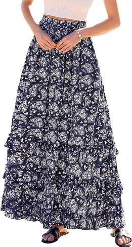 BTFBM Skirts for Women Summer Flowy A-Line Floral Boho Maxi Skirt Long Wedding Guest Dresses Spring Outfits 2026 in Kuwait