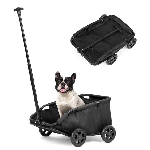 Mini Dog Strollers for Mini Pets, Foldable Multifunctional Shopping Carts with Extendable Pull Handle, Doggie Wagon Built-in Cushion and Safety Rope with Storage Bag (Dark Green) in Saudi Arabia