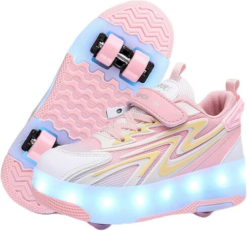 Ylllu Kids LED Roller Skate Shoes مع 4 عجلات تضيء أحذية الأسطوانة هدية للفتيات الفتيات in Kuwait