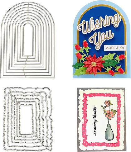 2PCS Multi-Layer Scrapbooking Circle Cutting Dies Set, 4.72 Inch & 3.74 Inch Carbon Steel Round & Lace Frame Cut Dies for DIY Card Scrapbooking & Journal Embossing Paper Crafts Making Supplies in Kuwait