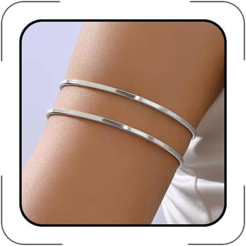 Arm Cuff Bracelet for Women Gold/Silver Upper Arm Bangle Bracelet Adjustable Minimalist Layered Arms Cuff Jewelry for Women Summer Beach in Saudi Arabia