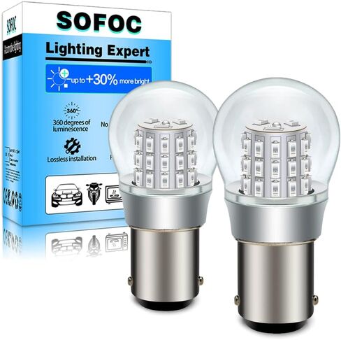 SOFOC P21W 1156 BA15S لمبة LED 6 فولت 12 فولت تيار مستمر أبيض لRV تخييم قبة ضوء السيارات عكس الضوء الخلفي مصباح الضباب DRL 3014 39SMD 1000Lm أكثر إشراقا 2 قطعة in Kuwait