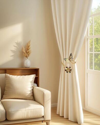 2PCS Metal Curtain Tie, Decorative Curtain Treatment Holdbacks, Adjustable Upper Window Holdback Set, Used for Home, Bedroom, Office, Butterfly Armbands (Silver) in Saudi Arabia