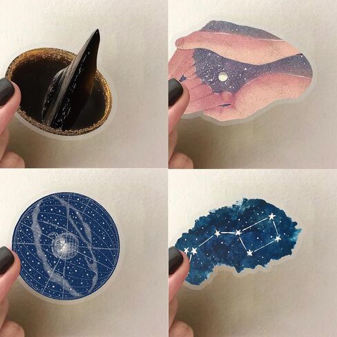50PCS Kawaii Space Stickers, Transparent Waterproof PET Sticker for Water Bottle Laptop Scrapbooking Journaling, Galaxy Star Decals for Kids Teens Adults,Classroom Prizes Party Favor in Saudi Arabia