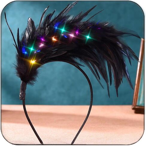 DRESBE Light Up 1920s Feather Fascinator Headband LED Cocktail Tea Party Hair Accessories for Women in Saudi Arabia