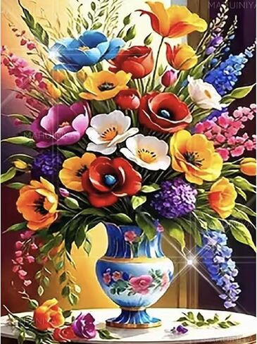 COHAYISY Flowers Diamond Painting Kits for Adults, Bouquets Diamond Art for Beginners, vases Diamond Round 5D Full Drill Paint with Diamonds Pictures Gem Art Painting Kits DIY Crafts Kits 12x16inch in Saudi Arabia