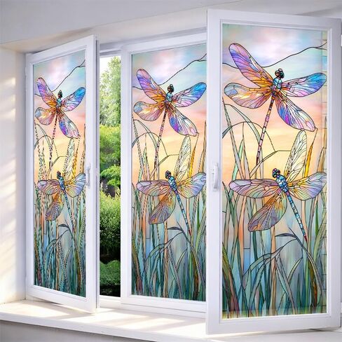 IVN Window Privacy Film Iridescent Tint Stained Glass Window Film Decorative Static Cling Non Adhesive Removable Reusable Window Cling for Bathroom Shower Windows Anti Glare UV Blocking 17.7x39.3 Inch in Saudi Arabia