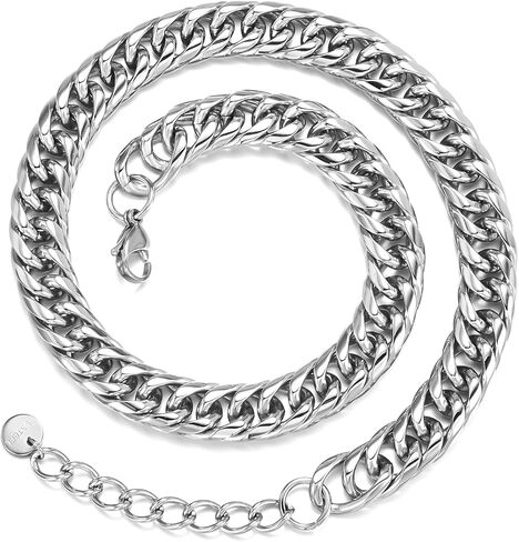 FEEL STYLE Chunky Gold Necklace for Women - 14K Gold Plated 10mm/14mm Cuban Link Chain & 8mm O-Link Chunky Necklace Fashion Jewelry Adjustable in Saudi Arabia