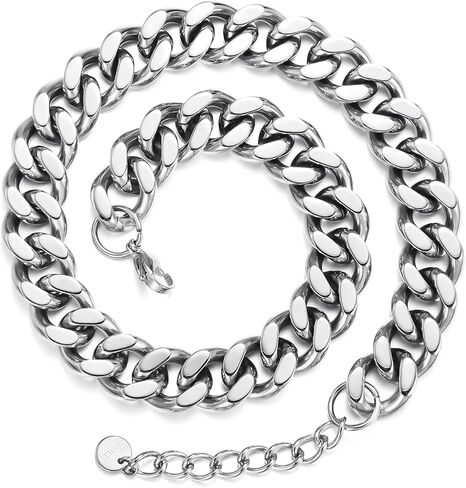 FEEL STYLE Chunky Gold Necklace for Women - 14K Gold Plated 10mm/14mm Cuban Link Chain & 8mm O-Link Chunky Necklace Fashion Jewelry Adjustable in Saudi Arabia