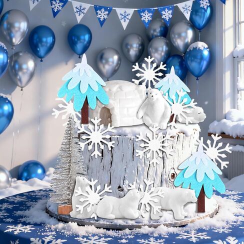 Polar Bear cake Decor Penguin cake Topper Bear Baby Shower Party Supplies Winter Party Supplies Igloo Cake Decoration (white) in Saudi Arabia