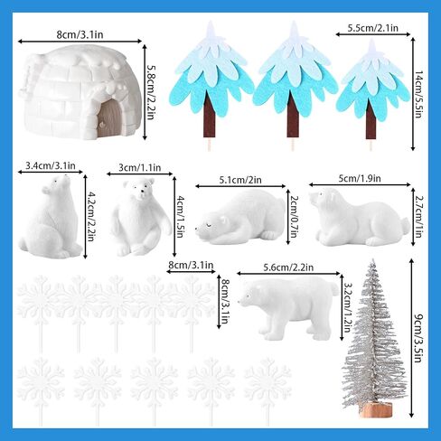 Polar Bear cake Decor Penguin cake Topper Bear Baby Shower Party Supplies Winter Party Supplies Igloo Cake Decoration (white) in Saudi Arabia