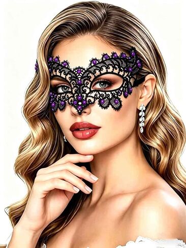 Yalice Feather Masquerade Masks for Women Shiny Crystal Venetian Eye Lace Mask for Costume Ball Carnival Mardi Gras Mask in Saudi Arabia