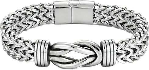STARCHENIE Men's Infinity Knot Bracelet, Double Layer Braided Franco Chain, Stainless Steel, 8-9inches in Saudi Arabia