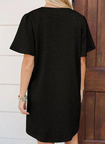 BLENCOT Women's Casual Maternity Swing Dress V Neck Baby Doll Tunic Mini Dresses Short Sleeve Oversize Spring Dress Pockets in Saudi Arabia