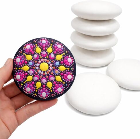 أحجار ماندالا مستديرة فارغة للرسم بنفسك - سطح أملس - لوازم فنية إبداعية 3 بوصات (7 عبوات) in Kuwait