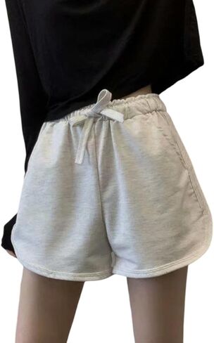 Women's Athletic Shorts Drawstring Waist Contrast - Trim High Waisted Running Shorts for Gym Workout Track in Saudi Arabia