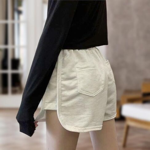 Women's Athletic Shorts Drawstring Waist Contrast - Trim High Waisted Running Shorts for Gym Workout Track in Saudi Arabia