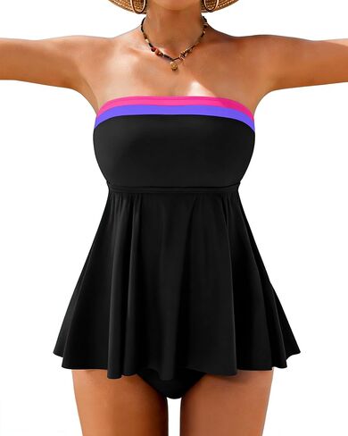 dailiwei blitless tankini swimsuits للنساء من قطعتين تحكم في البطن بدلة السباحة العاصمة أعلى تغطية كاملة للسباحة in Kuwait