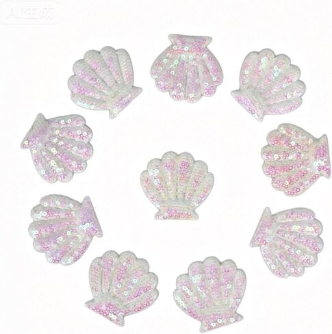 10Pcs Embroidery Shell Shapes Sew On Patch Badge Bag Hat Hair Accessory Applique (Purple) in Saudi Arabia