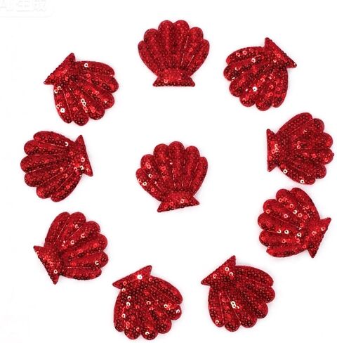 10Pcs Embroidery Shell Shapes Sew On Patch Badge Bag Hat Hair Accessory Applique (Purple) in Saudi Arabia