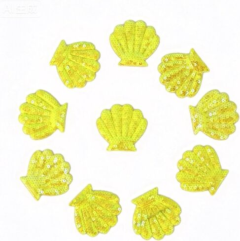 10Pcs Embroidery Shell Shapes Sew On Patch Badge Bag Hat Hair Accessory Applique (Purple) in Saudi Arabia