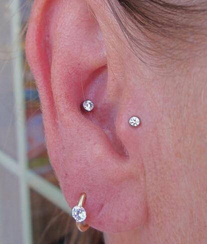Silver Gold Cartilage Earring Flat Back Earrings Flat Back Stud Earrings Flatback Stud Earrings Helix Tragus Earrings Screw Back Earrings for Women Earrings for Cartilage jewelry in Saudi Arabia
