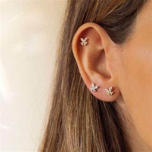 Silver Gold Cartilage Earring Flat Back Earrings Flat Back Stud Earrings Flatback Stud Earrings Helix Tragus Earrings Screw Back Earrings for Women Earrings for Cartilage jewelry in Saudi Arabia
