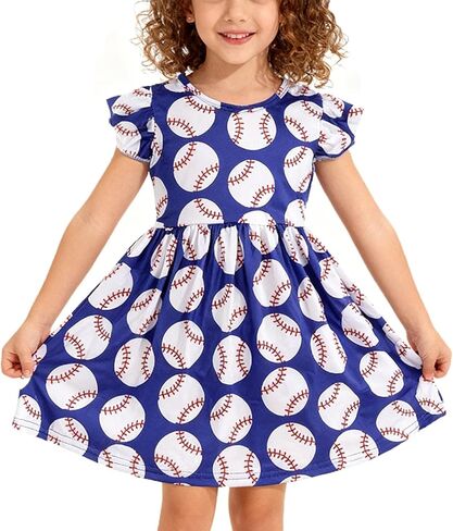 Toddler Girl Dress Casual Chicken Print Ruffle Outfit Dress Summer Clothes 2-8Y in Saudi Arabia