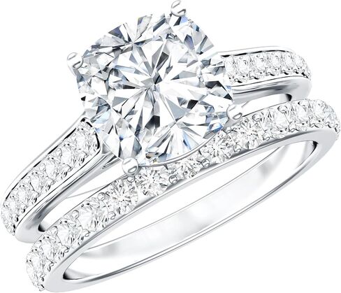 8 MM Moissanite Solitaire Bridal Ring Set with Matching Band, D-VS1 Quality in Saudi Arabia