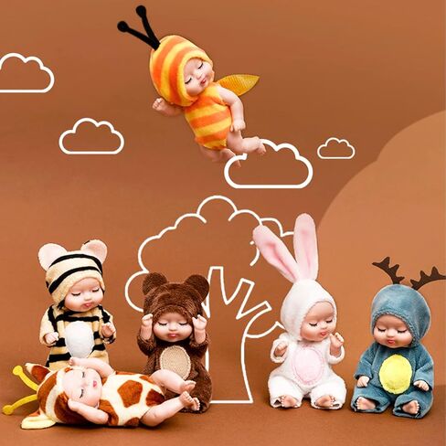 ONEST 8 Sets 4 Inch Dolls Cute Doll Include 8 Pieces Mini Dolls, 8 Sets Handmade Doll Clothes in Saudi Arabia