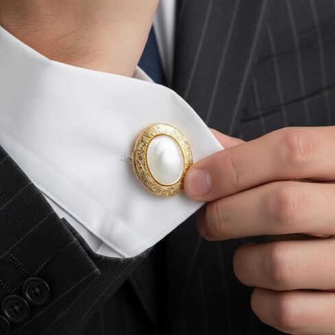 1928 Jewelry Mens Vintage Style Mother Of Pearl Oval Photo Locket Cufflinks in Saudi Arabia