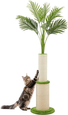 82.7'' Tall Modern Cat Tree for Indoor Cats,Artificial Areca Palm Tree Cat Tower with Solid Wood Cat Bed,Nature Sisal Scratching Post,Removable Mat,Aesthetic Cat Activity Center for Small Medium Cats in Saudi Arabia