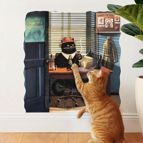 Wall Mounted Cat Scratcher – Removable Cat Scratch Pad for Wall with Sisal Mat and Protective Art Decal – Large No-Drill Wall Scratcher for Indoor Cats – Scratching Board Wall Protector in Saudi Arabia