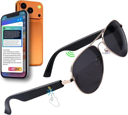 AI Smart Glasses with Bluetooth for Men Women Easy Pair with iThinkLoud, ChatGPT-Claude-Gem, Privacy-Friendly, 5.3 Android Siri Touch and Voice Assistant Glasses with Speakers, 120H SB BLACK DOMINATOR in Kuwait